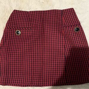 Zara Red Square Pattern Skirt